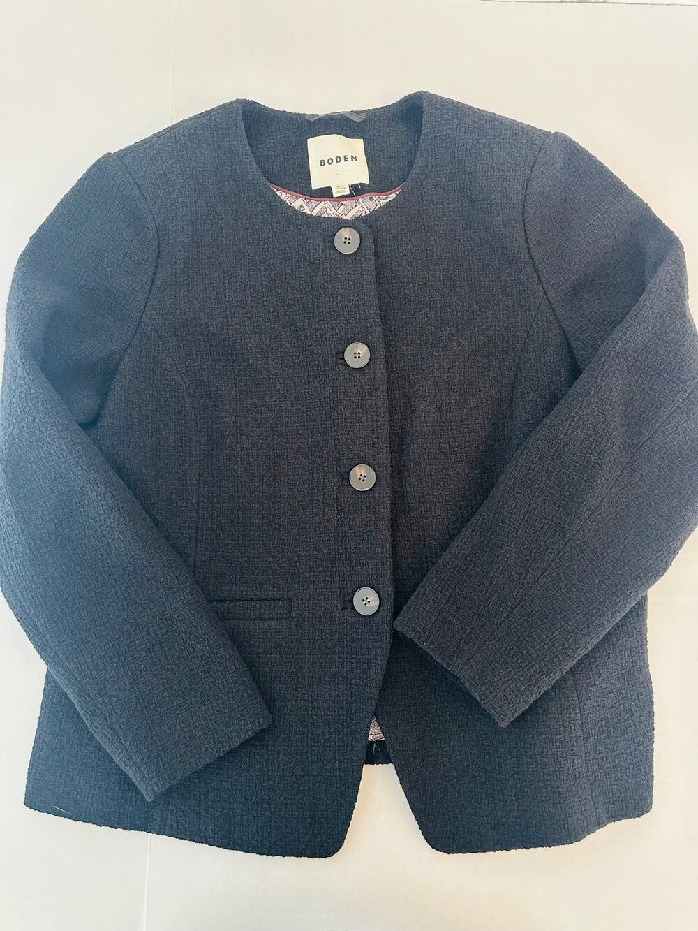 Boden Hampstead Collarless Textured Tweed Blazer Jacket Plus Size 16 18